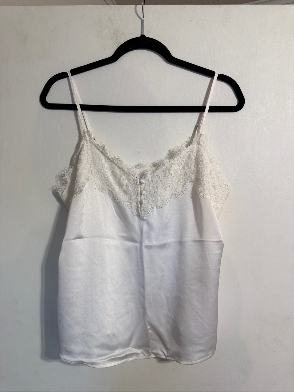 Abercrombie & Fitch White Lace Trim Satin Cami